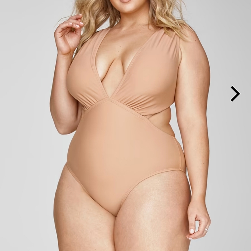 Plunge One-Piece Swimsuit in Nude - Plus Size